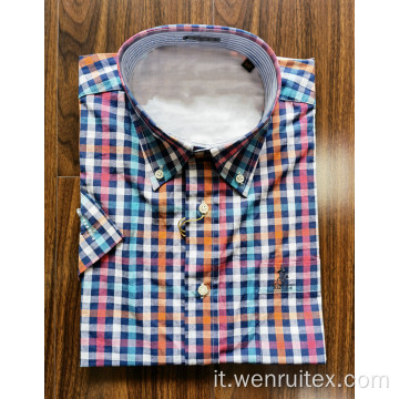 Camicia a maniche lunghe scozzese da uomo in cotone 100%